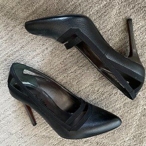 Lanvin Black Leather Cut Out Pumps